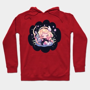 Adorable Anime Chibi Sagittarius Zodiac Sleeping Little Astro Girl Hoodie